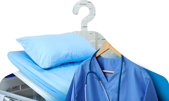 Hospital gowns, bedsheets and pillowcases